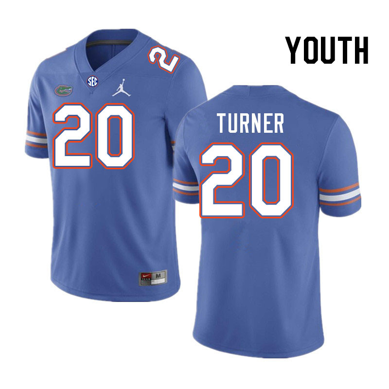 Youth #20 Asa Turner Florida Gators College Football Jerseys Stitched-Royal